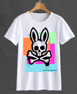 _Psycho Bunny Chelburn graphic t shirt for men and women (WHITE) TPKJ1